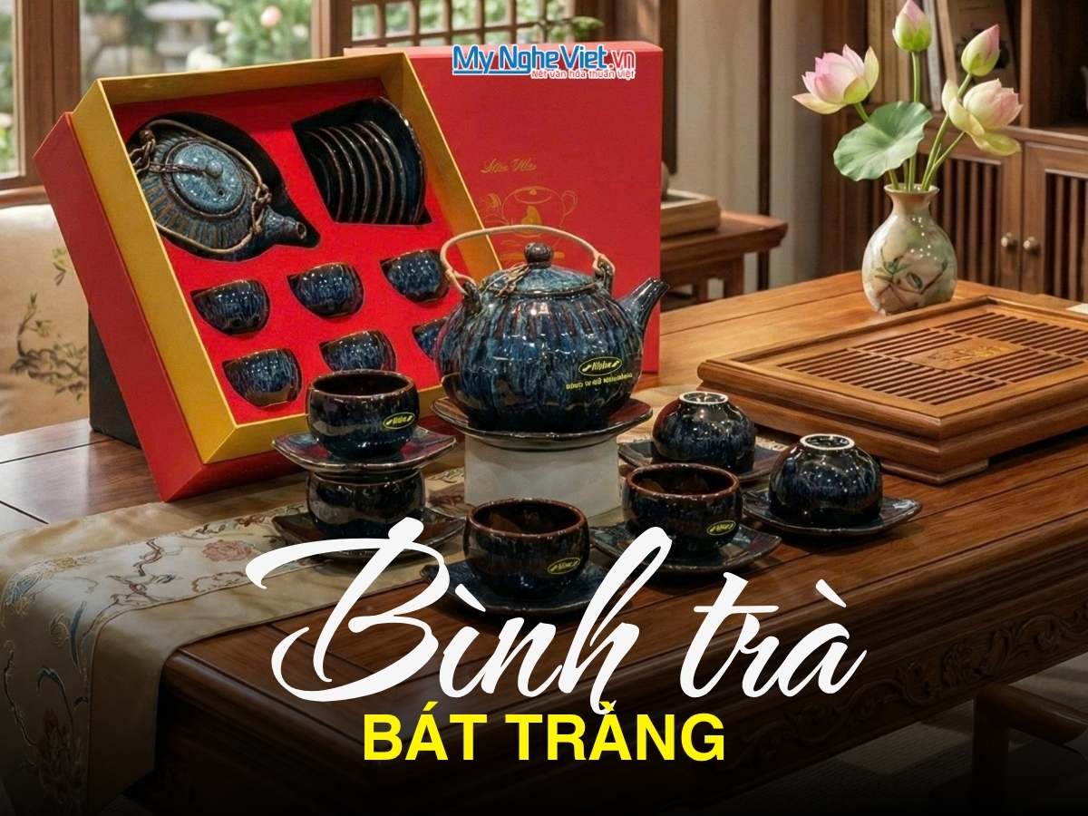 Bộ bình trà gốm Bát Tràng 