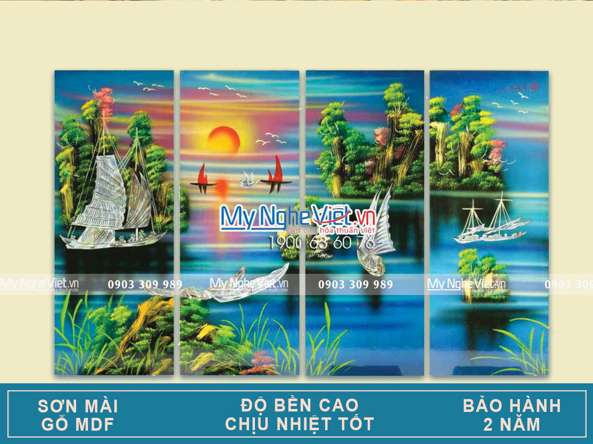 Tranh Thuận Buồm Xuôi Gió Cảnh Hạ Long bộ 4 MNV03