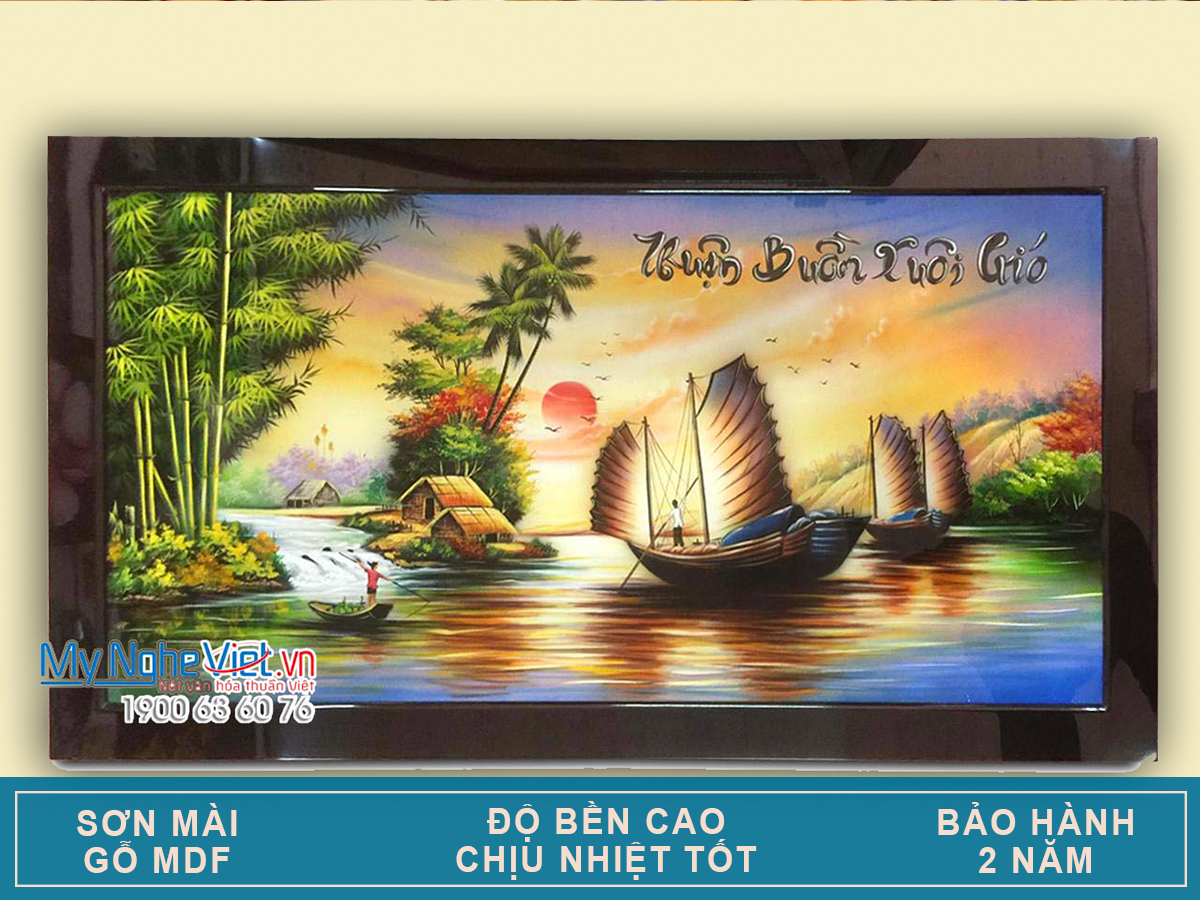 Tranh sơn mài Thuận Buồm Xuôi Gió - Tặng Tân Gia - Khai Trương MNV-TSM7139-3