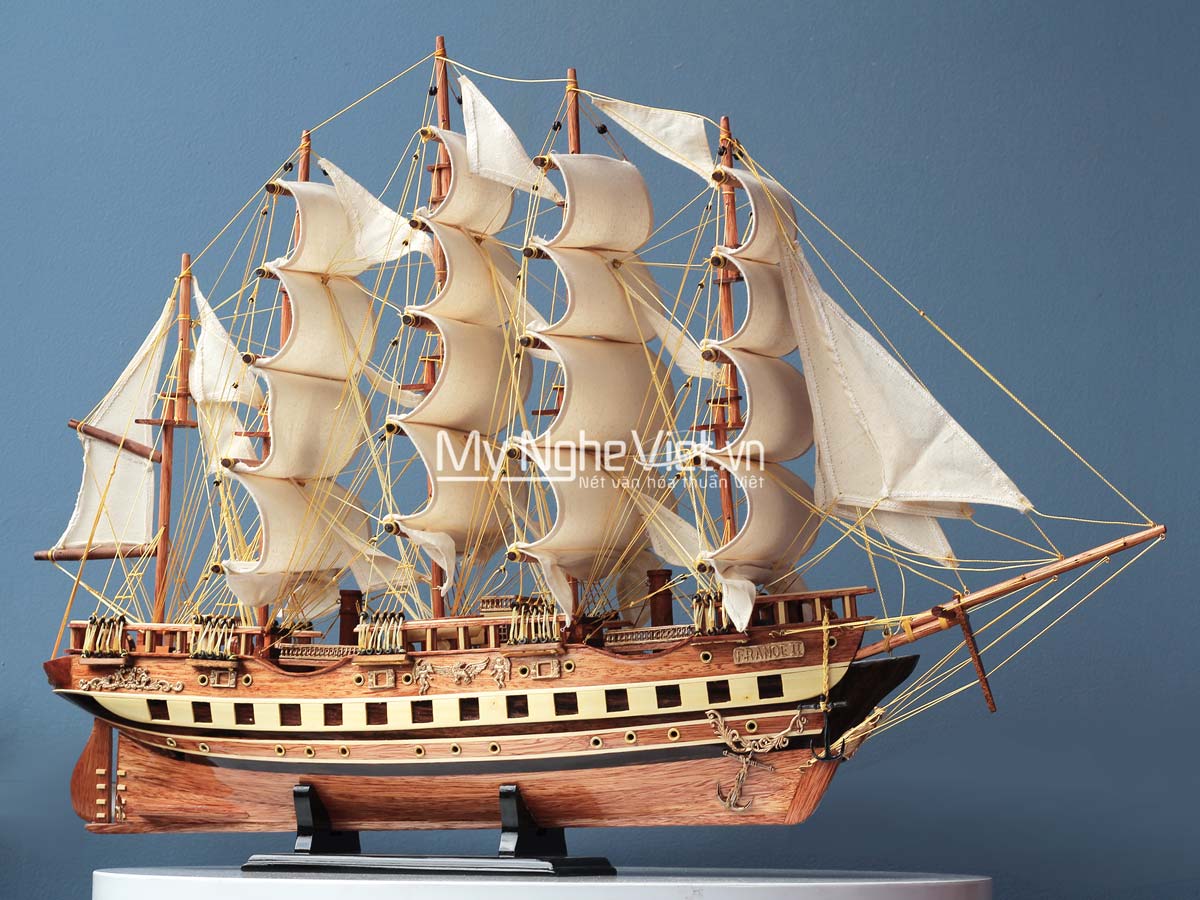 Mô hình tàu thuyền chở hàng France II gỗ tự nhiên 100cm (thân 80Cm) MNV-TB02